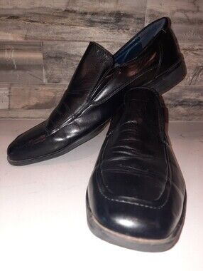Steve Madden Men's Black Leather Slip-On Loafers Size 9 Good Used Condition